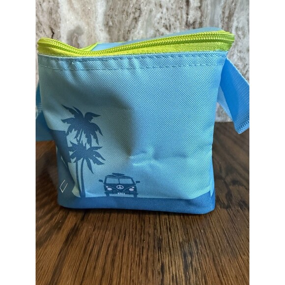 Trader Joe's Bag BLUE w Green Zipper Mini Lunch Insulated Tote Bag NEW Fast Ship - Picture 4 of 9